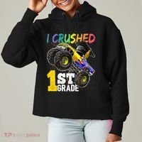 I Crushed Preschool Monster Truck Graduation Cap Gift Ladies Heavyweight Boxy Pullover Hoodie thumb 0
