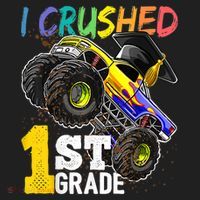 I Crushed Preschool Monster Truck Graduation Cap Gift Ladies Heavyweight Boxy Pullover Hoodie thumb 2