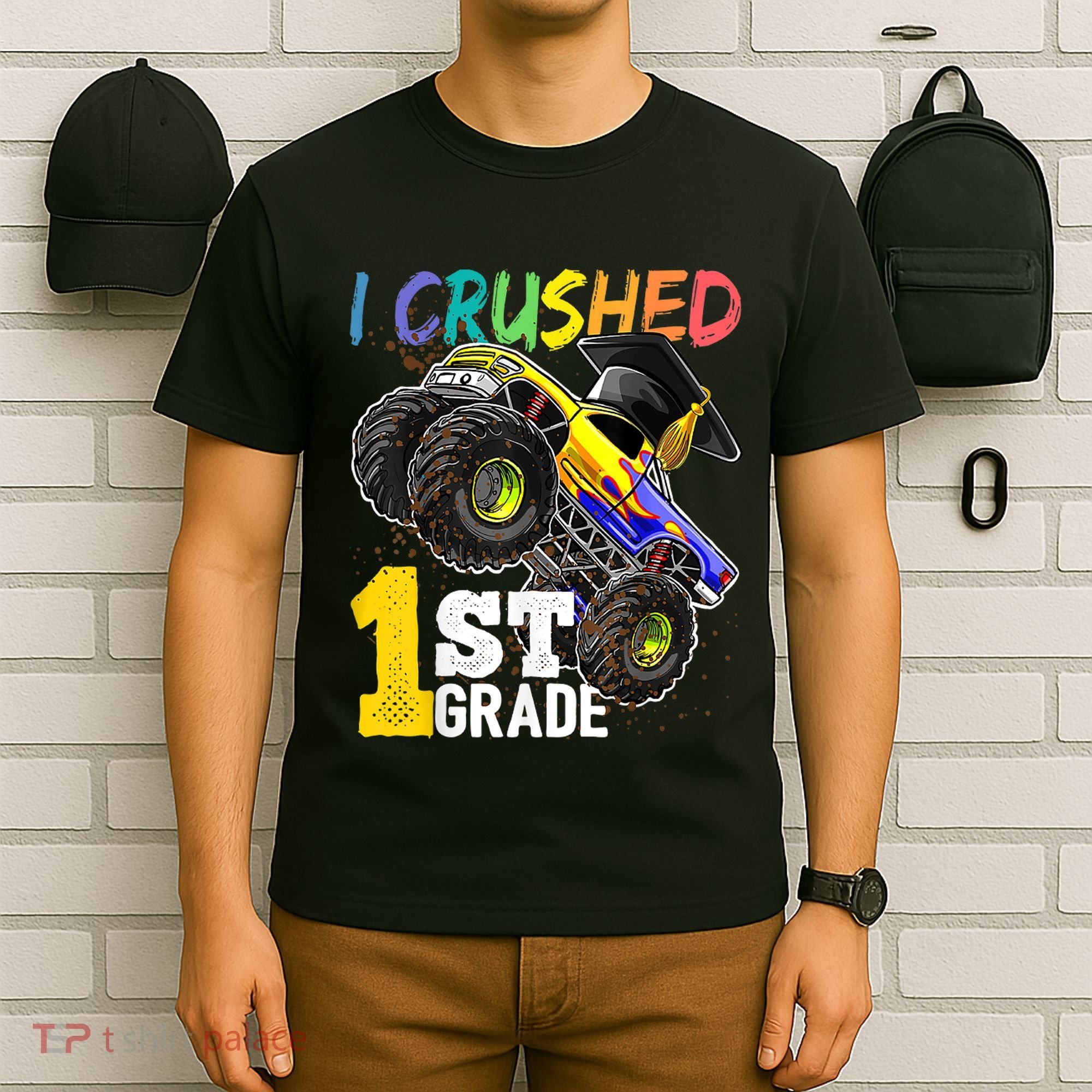 I Crushed Preschool Monster Truck Graduation Cap Gift T-Shirt