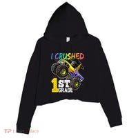 I Crushed Preschool Monster Truck Graduation Cap Gift Crop Fleece Hoodie thumb 0