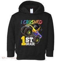 I Crushed Preschool Monster Truck Graduation Cap Gift Toddler Hoodie thumb 0