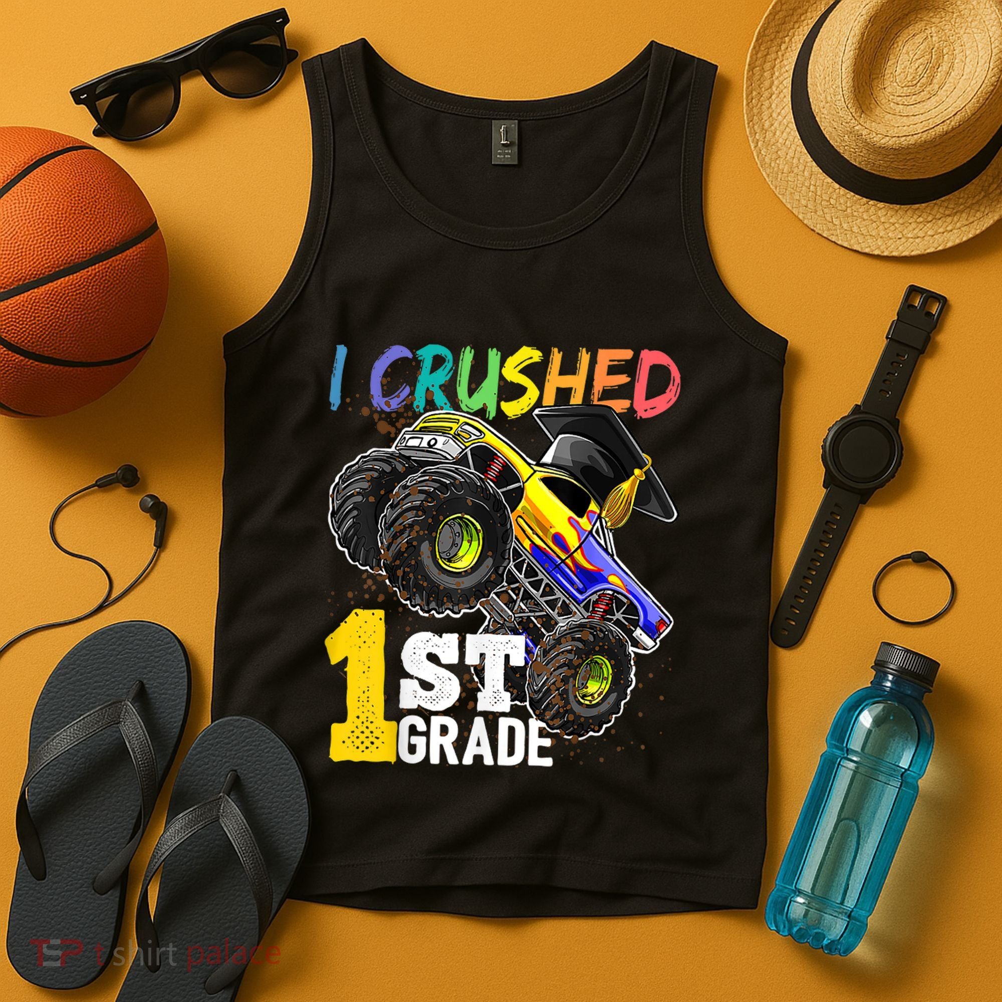 I Crushed Preschool Monster Truck Graduation Cap Gift Tank Top
