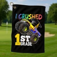 I Crushed Preschool Monster Truck Graduation Cap Gift Golf Towel thumb 1
