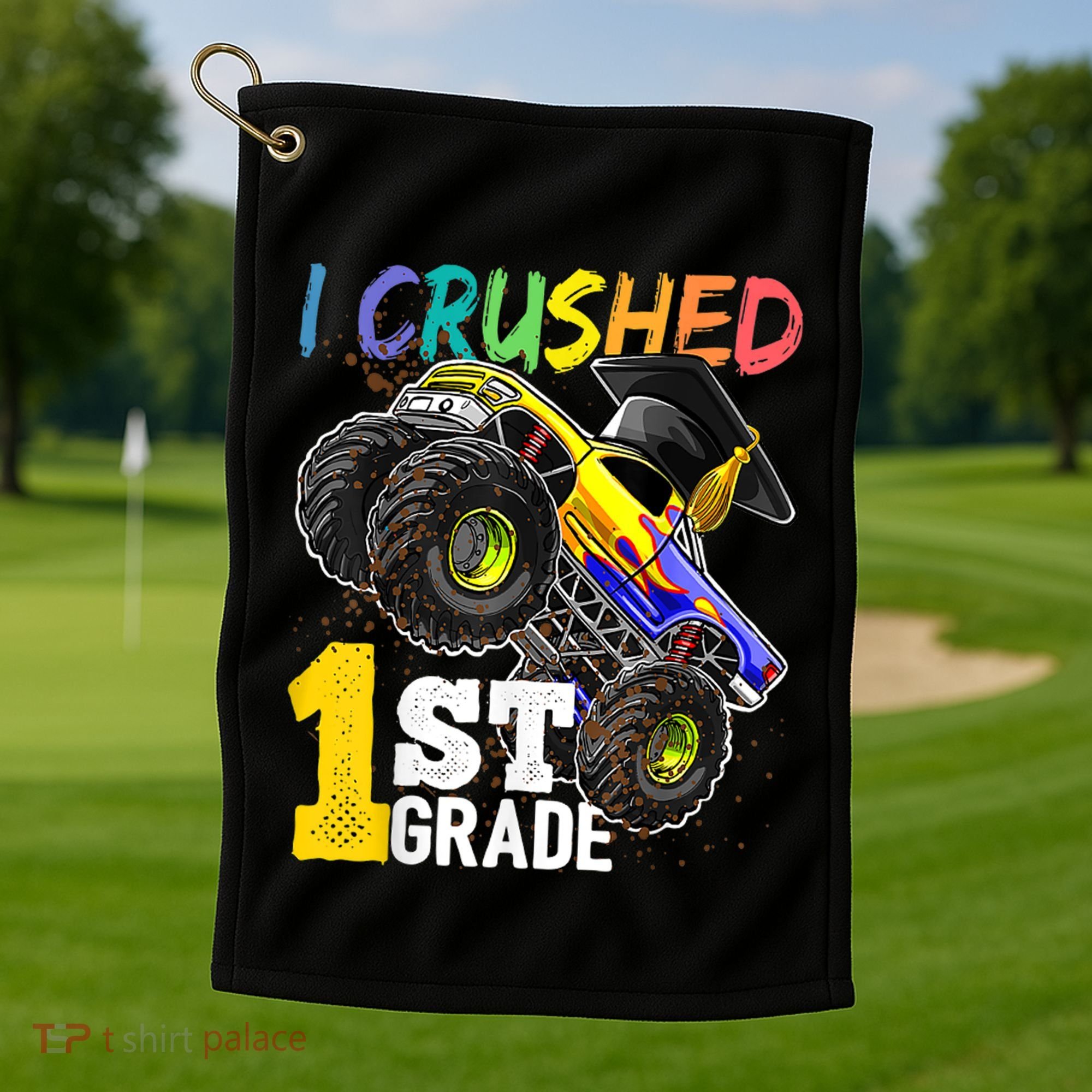 I Crushed Preschool Monster Truck Graduation Cap Gift Golf Towel