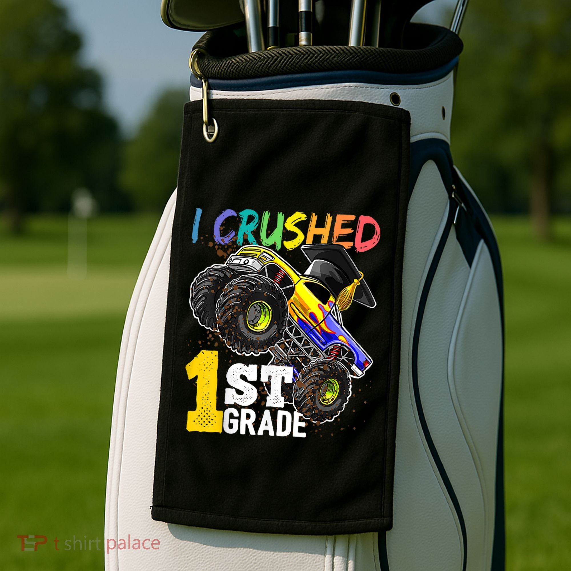 I Crushed Preschool Monster Truck Graduation Cap Gift Golf Towel