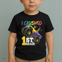 I Crushed Preschool Monster Truck Graduation Cap Gift Toddler T-Shirt thumb 2