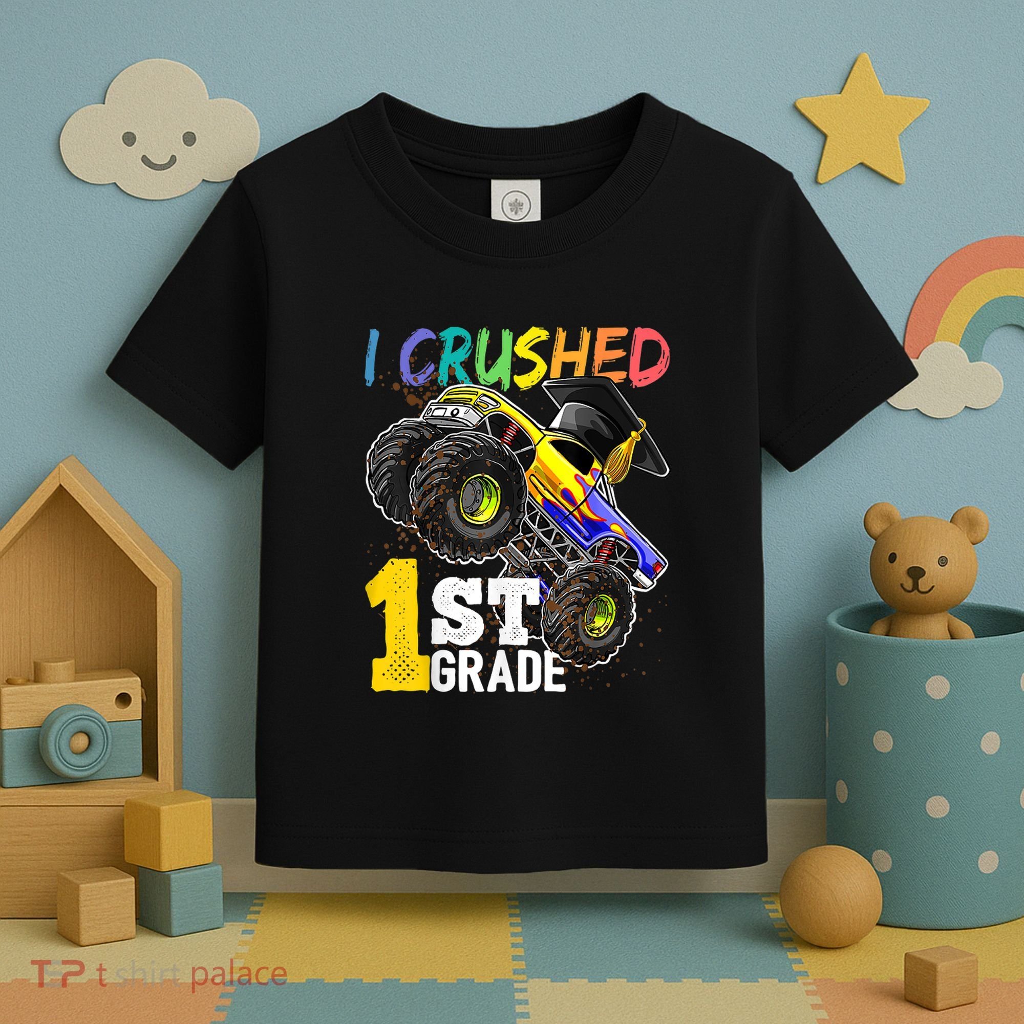 I Crushed Preschool Monster Truck Graduation Cap Gift Toddler T-Shirt