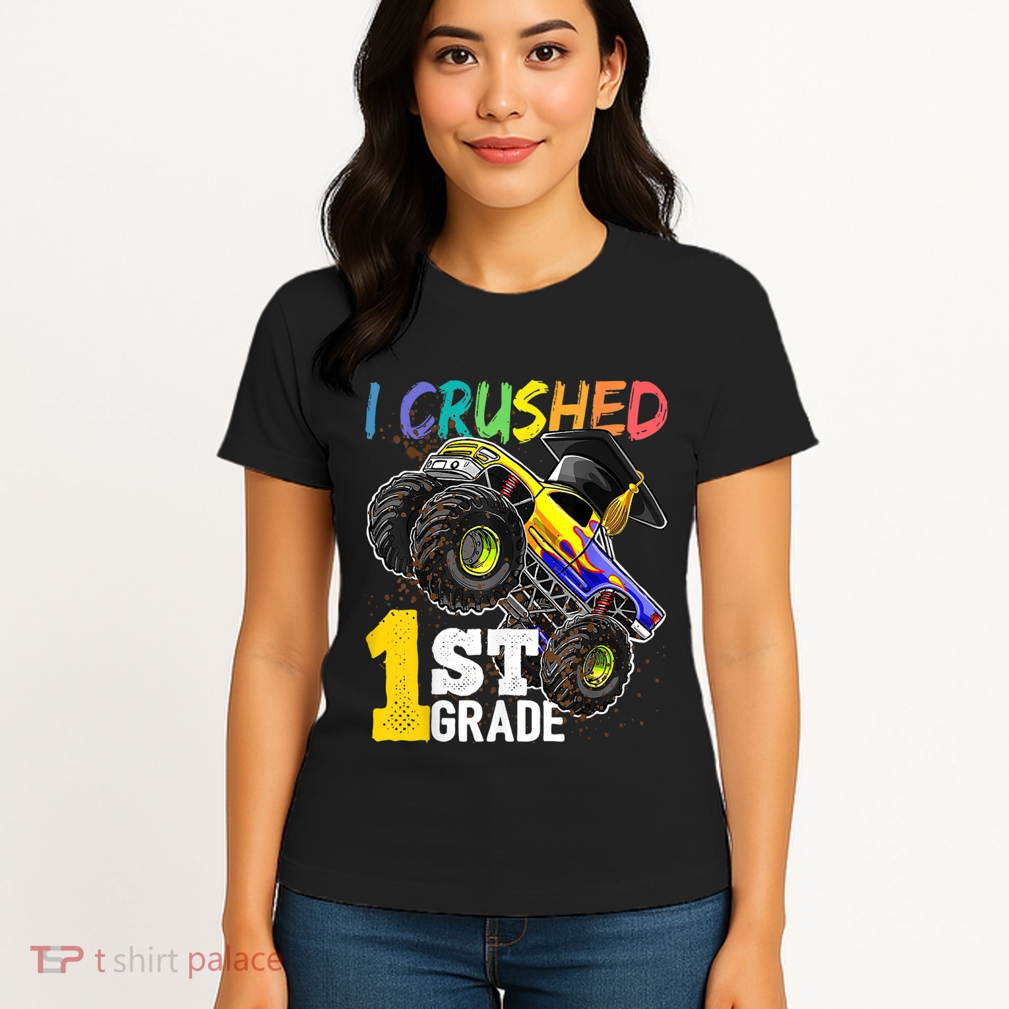 I Crushed Preschool Monster Truck Graduation Cap Gift Women's T-Shirt