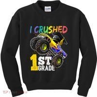 I Crushed Preschool Monster Truck Graduation Cap Gift Kids Sweatshirt thumb 0