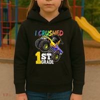 I Crushed Preschool Monster Truck Graduation Cap Gift Kids Hoodie thumb 3