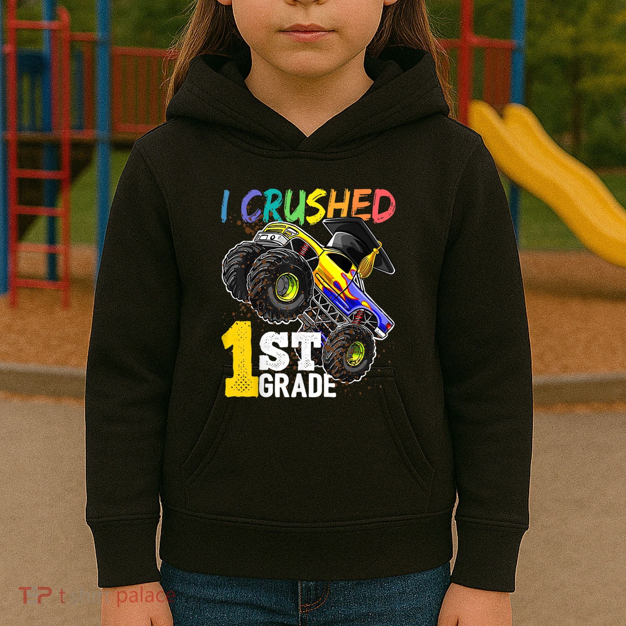 I Crushed Preschool Monster Truck Graduation Cap Gift Kids Hoodie