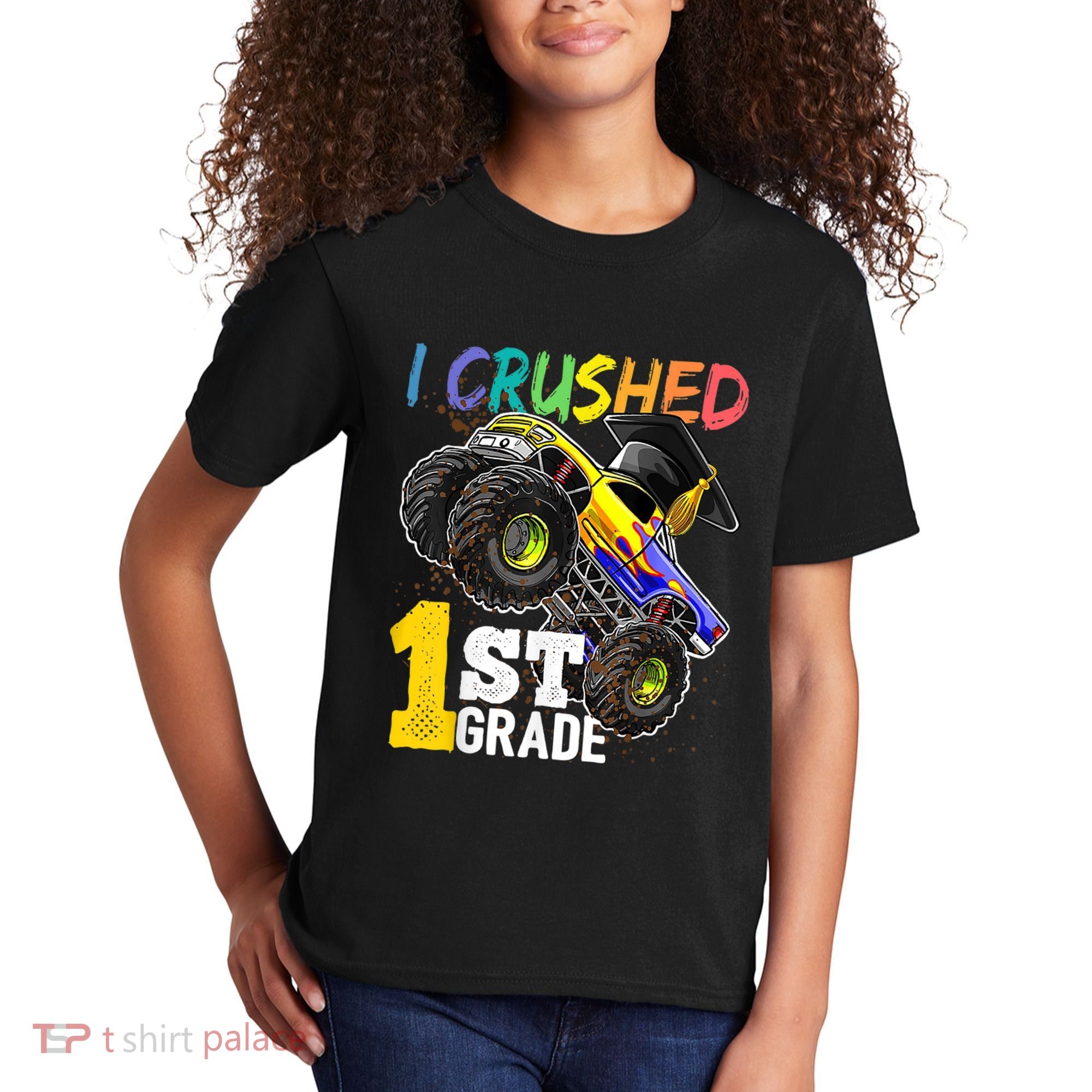 I Crushed Preschool Monster Truck Graduation Cap Gift Kids T-Shirt