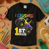 I Crushed Preschool Monster Truck Graduation Cap Gift Kids T-Shirt thumb 3