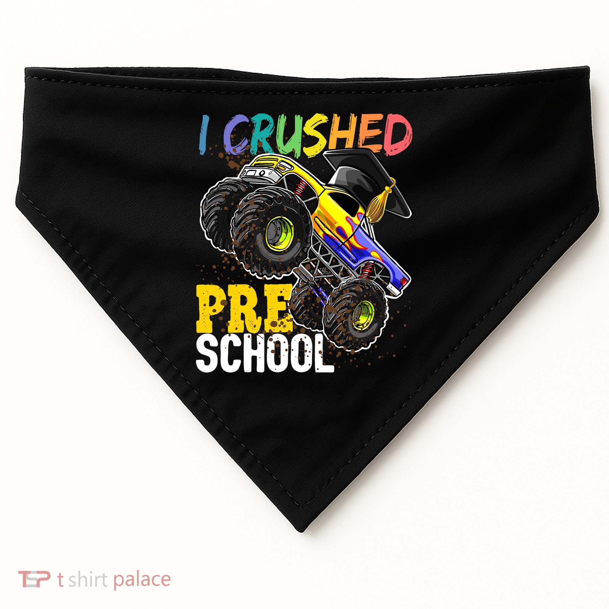 I Crushed Preschool Monster Truck Graduation Cap Gift Boys USA-Made Doggie Bandana