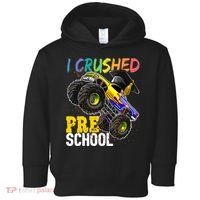 I Crushed Preschool Monster Truck Graduation Cap Gift Boys Toddler Hoodie thumb 0