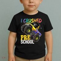 I Crushed Preschool Monster Truck Graduation Cap Gift Boys Toddler T-Shirt thumb 2