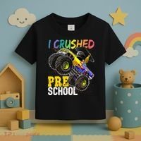I Crushed Preschool Monster Truck Graduation Cap Gift Boys Toddler T-Shirt thumb 3