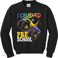 I Crushed Preschool Monster Truck Graduation Cap Gift Boys Kids Sweatshirt thumb 0