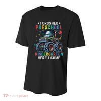 I Crushed Preschool Kindergarten Here I Come Monster Truck Youth Performance Sprint T-Shirt thumb 0