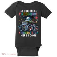 I Crushed Preschool Kindergarten Here I Come Monster Truck Baby Bodysuit thumb 0