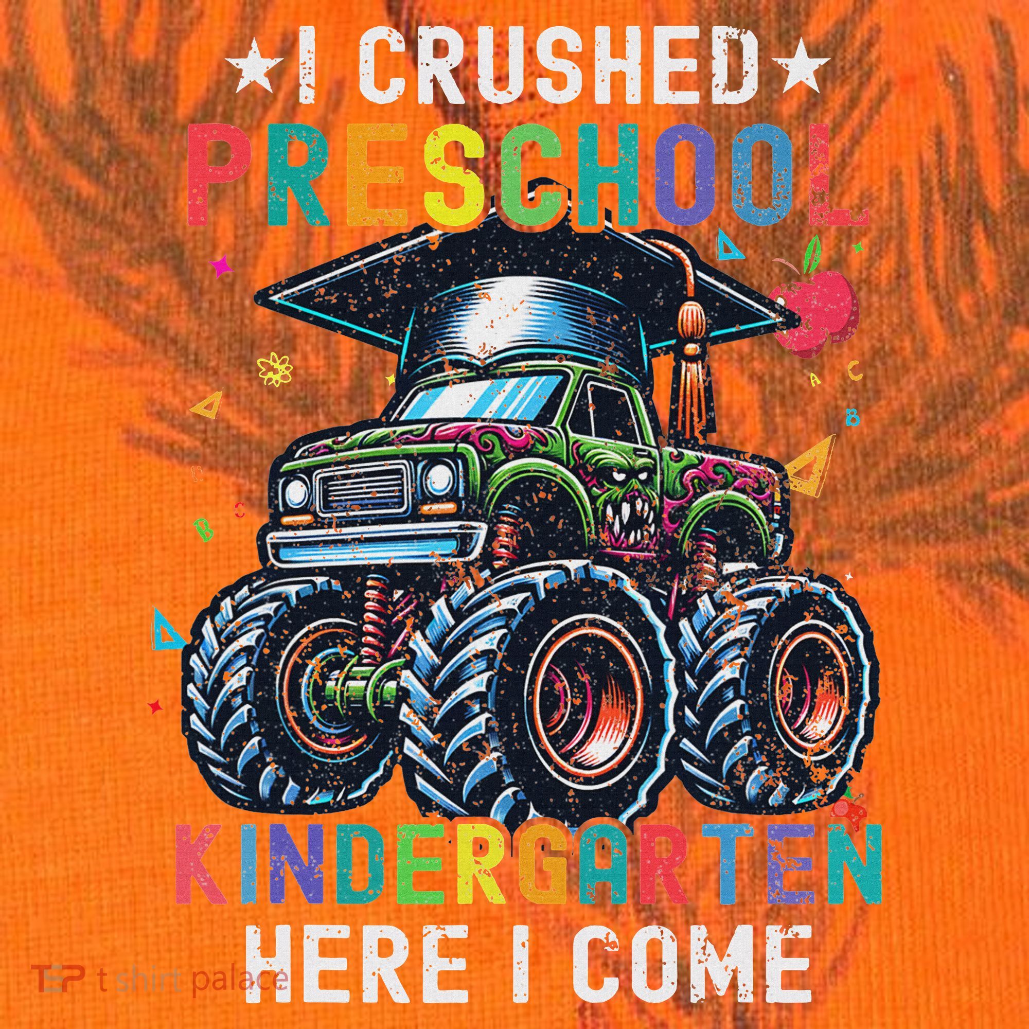 I Crushed Preschool Kindergarten Here I Come Monster Truck Kati Licensed 12" Camo Cuffed Beanie