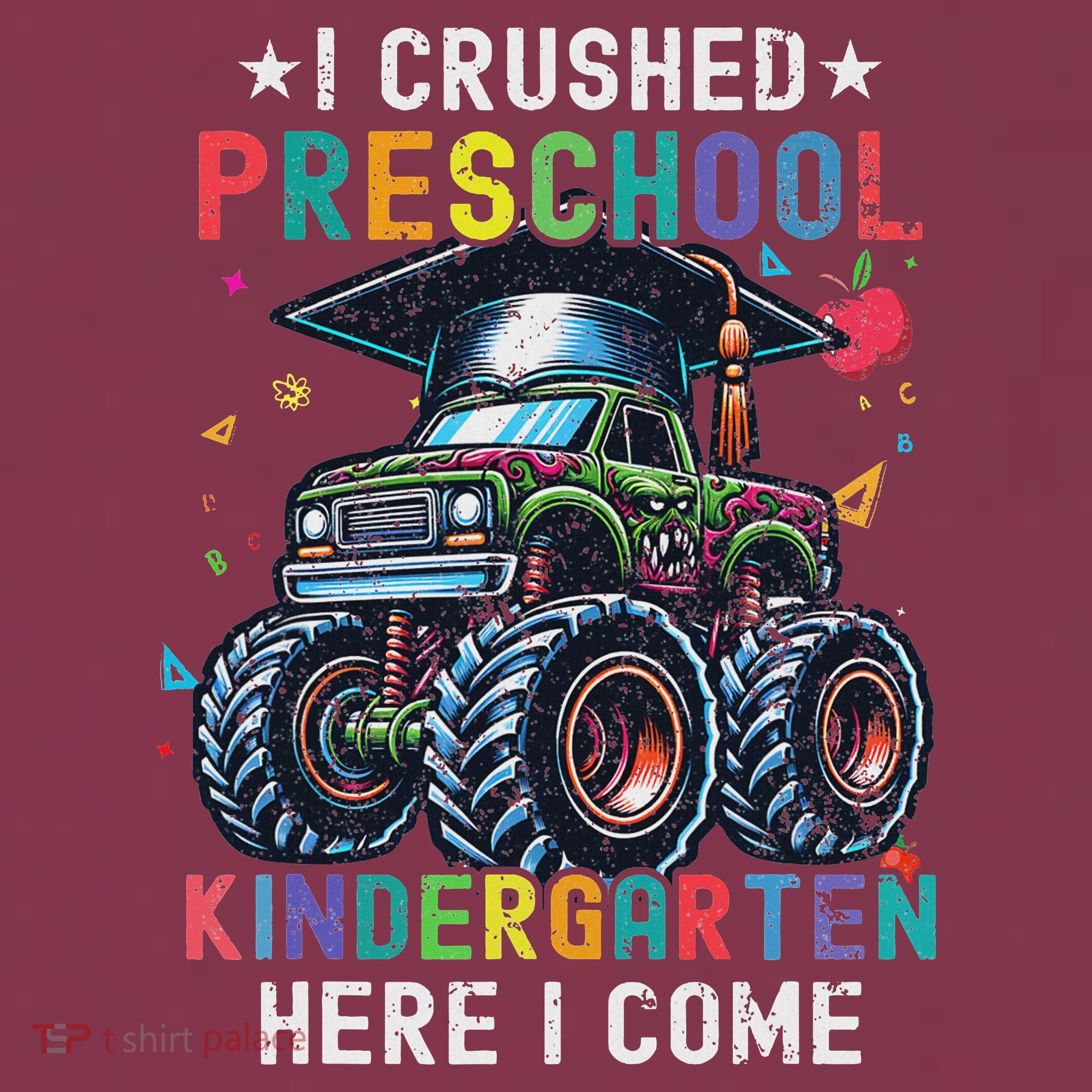 I Crushed Preschool Kindergarten Here I Come Monster Truck 16oz Travel Tumbler