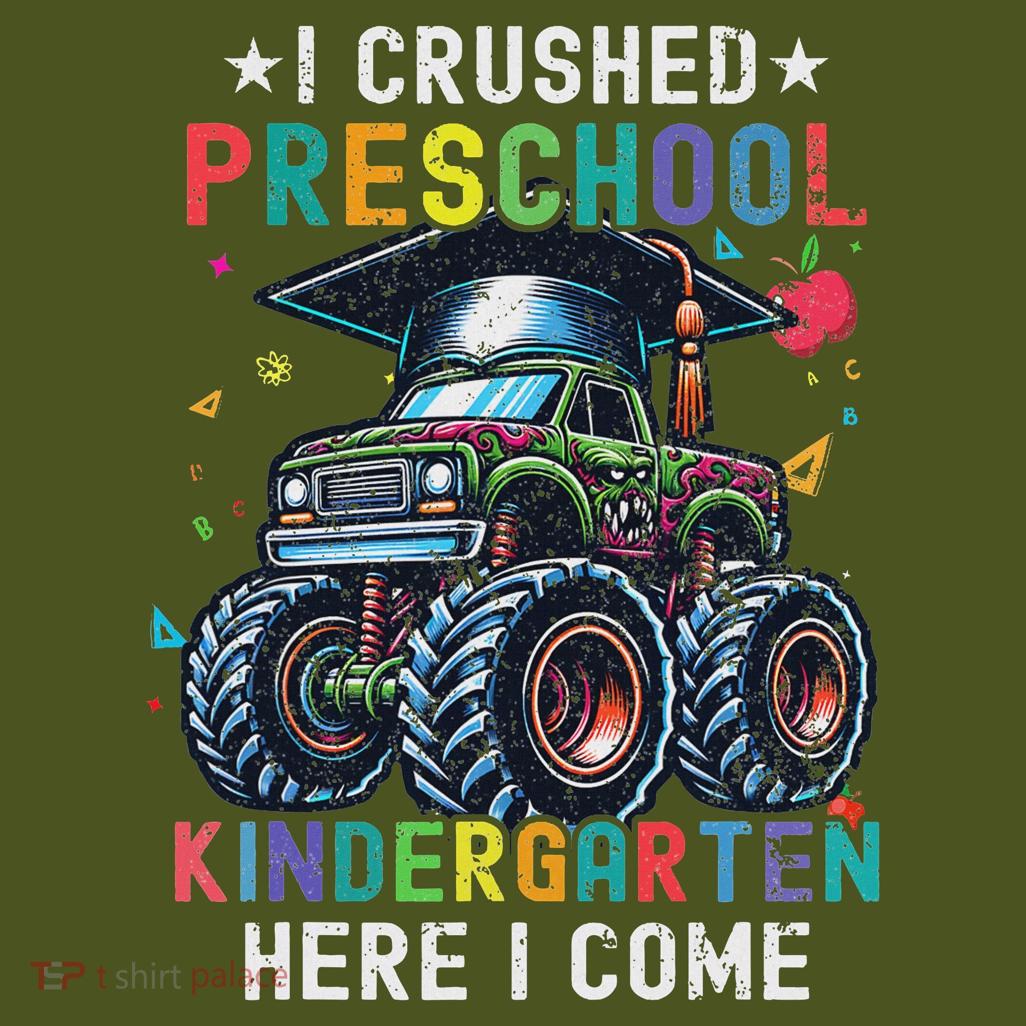 I Crushed Preschool Kindergarten Here I Come Monster Truck The Baniff Cuffed Pom Beanie