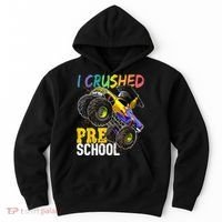 I Crushed Preschool Monster Truck Graduation Cap Gift Boys Hoodie thumb 0