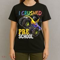 I Crushed Preschool Monster Truck Graduation Cap Gift Boys T-Shirt thumb 4