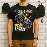 I Crushed Preschool Monster Truck Graduation Cap Gift Boys T-Shirt thumb 6