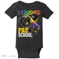 I Crushed Preschool Monster Truck Graduation Cap Gift Boys Baby Bodysuit thumb 0