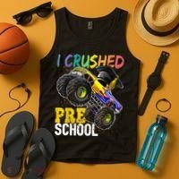 I Crushed Preschool Monster Truck Graduation Cap Gift Boys Tank Top thumb 4