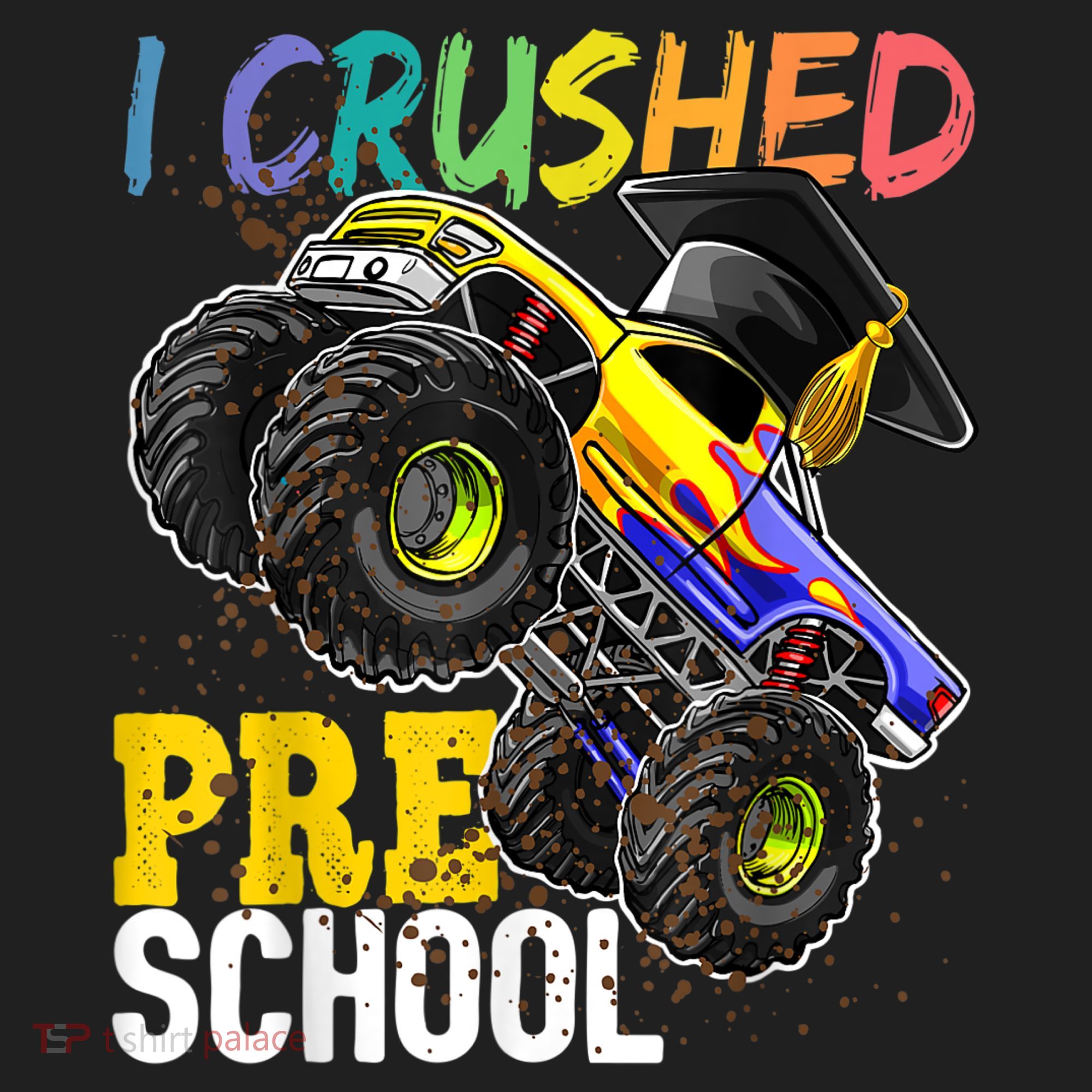 I Crushed Preschool Monster Truck Graduation Cap Gift Boys Golf Towel