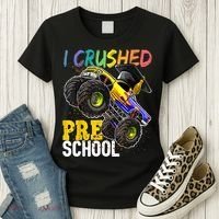 I Crushed Preschool Monster Truck Graduation Cap Gift Boys Women's T-Shirt thumb 3