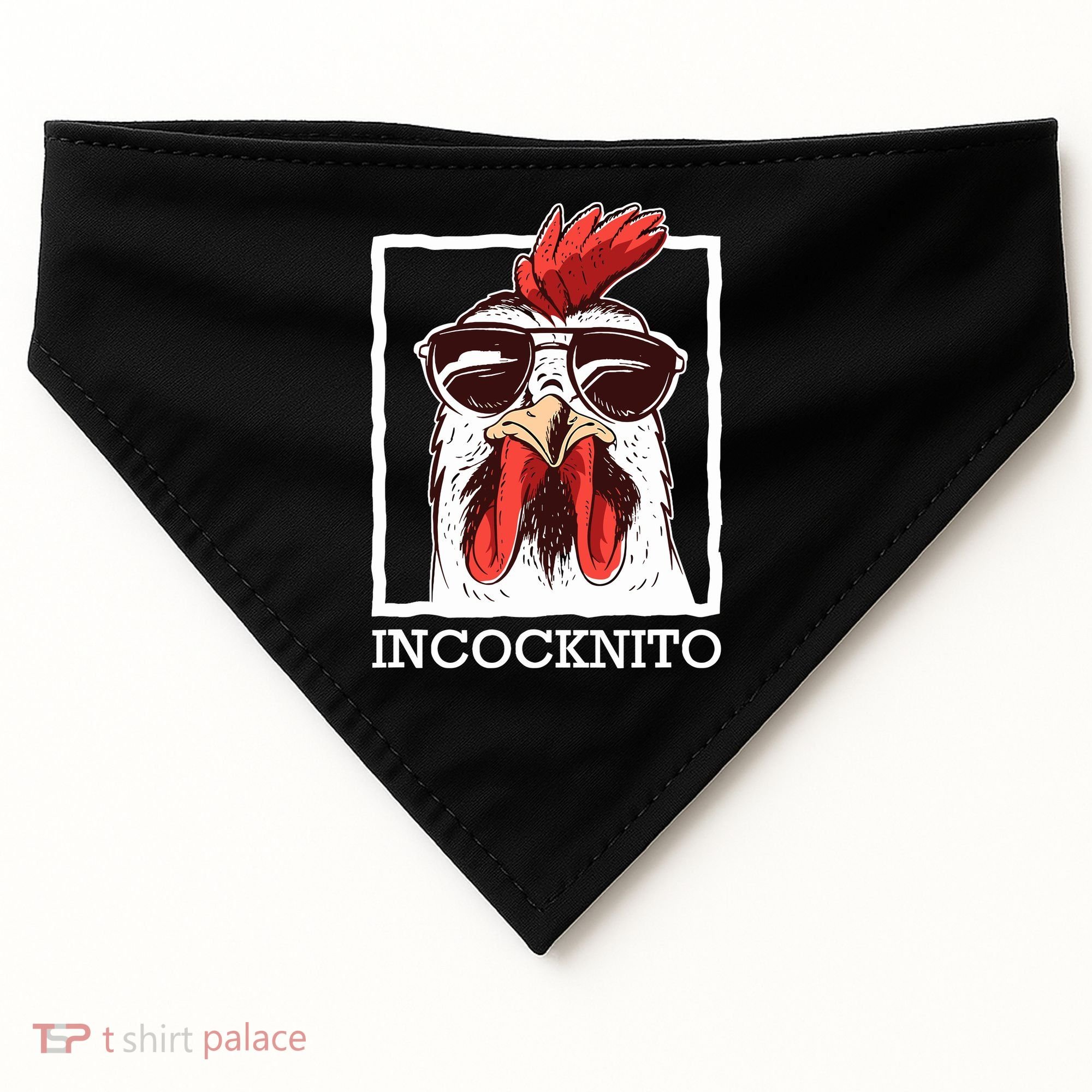 Incocknito Cock Rooster Wearing Sunglasses Chicken Lover USA-Made Doggie Bandana