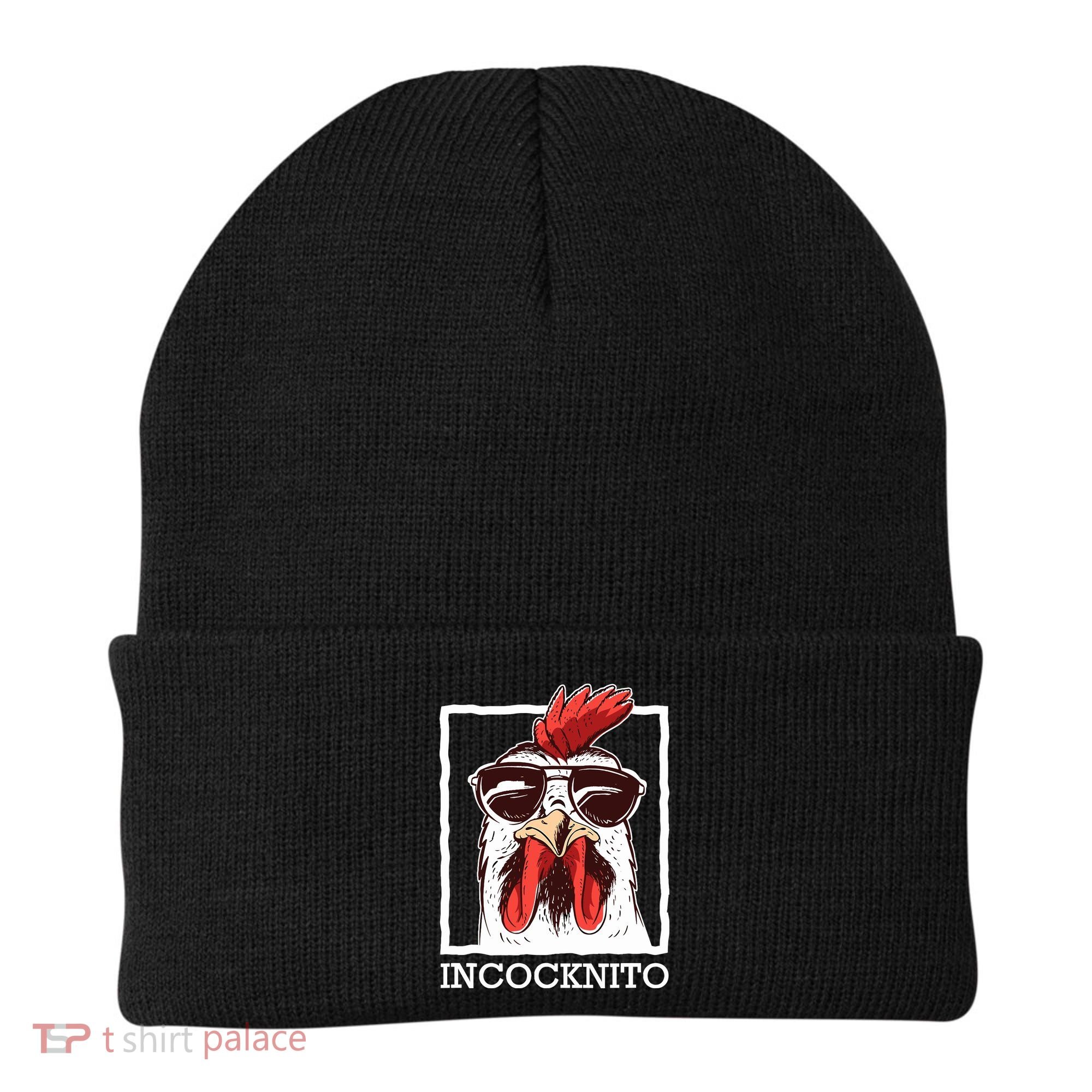 Incocknito Cock Rooster Wearing Sunglasses Chicken Lover Beanie
