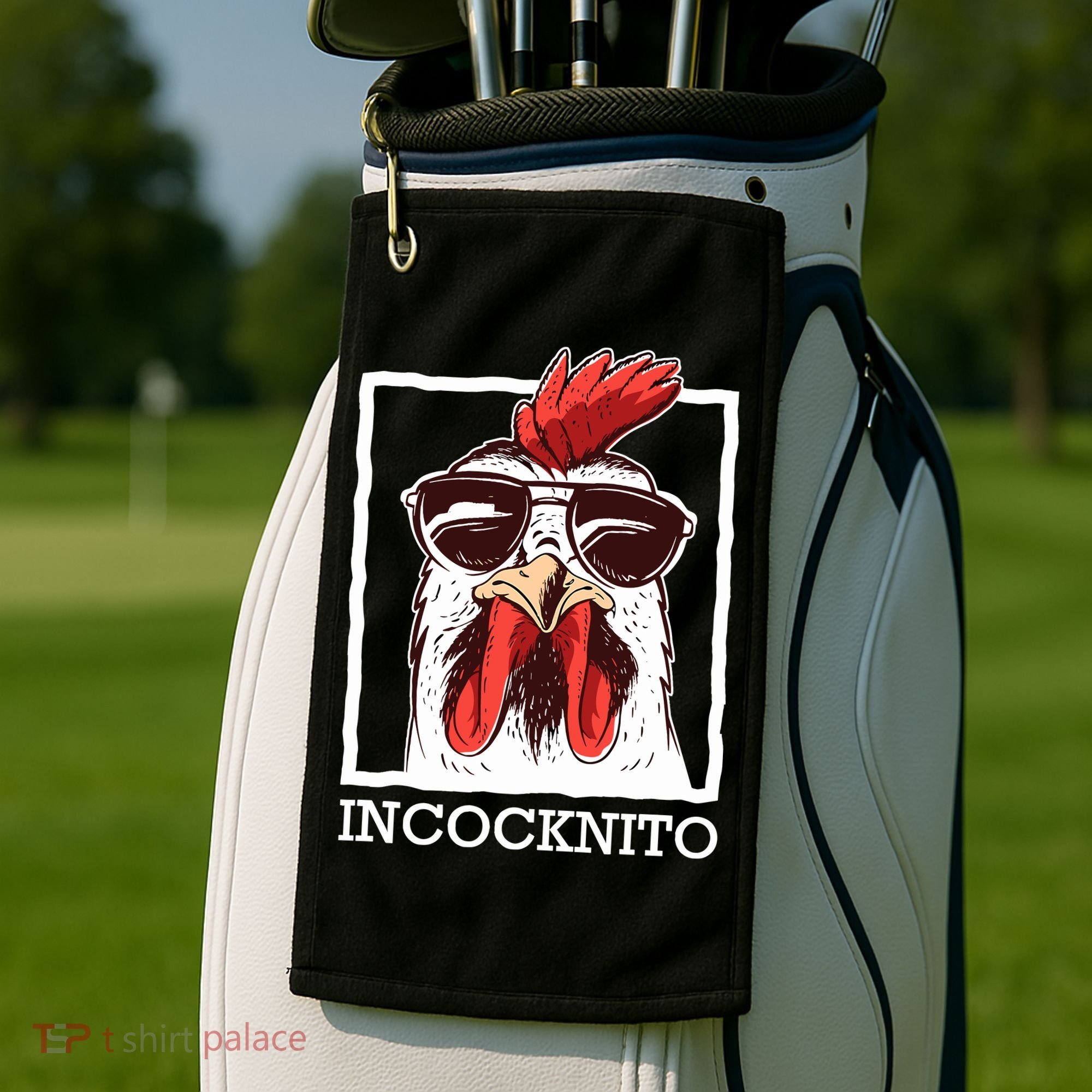 Incocknito Cock Rooster Wearing Sunglasses Chicken Lover Golf Towel
