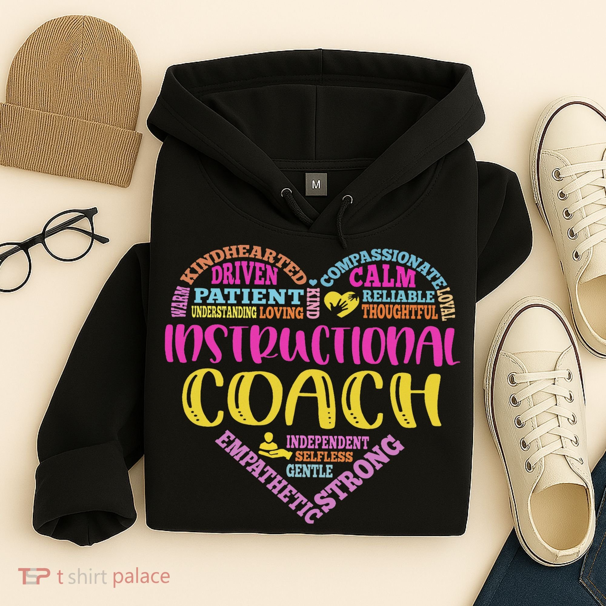 Instructional Coach Rainbow Heart Instructional Coach Gifts Hoodie