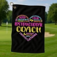Instructional Coach Rainbow Heart Instructional Coach Gifts Golf Towel thumb 1
