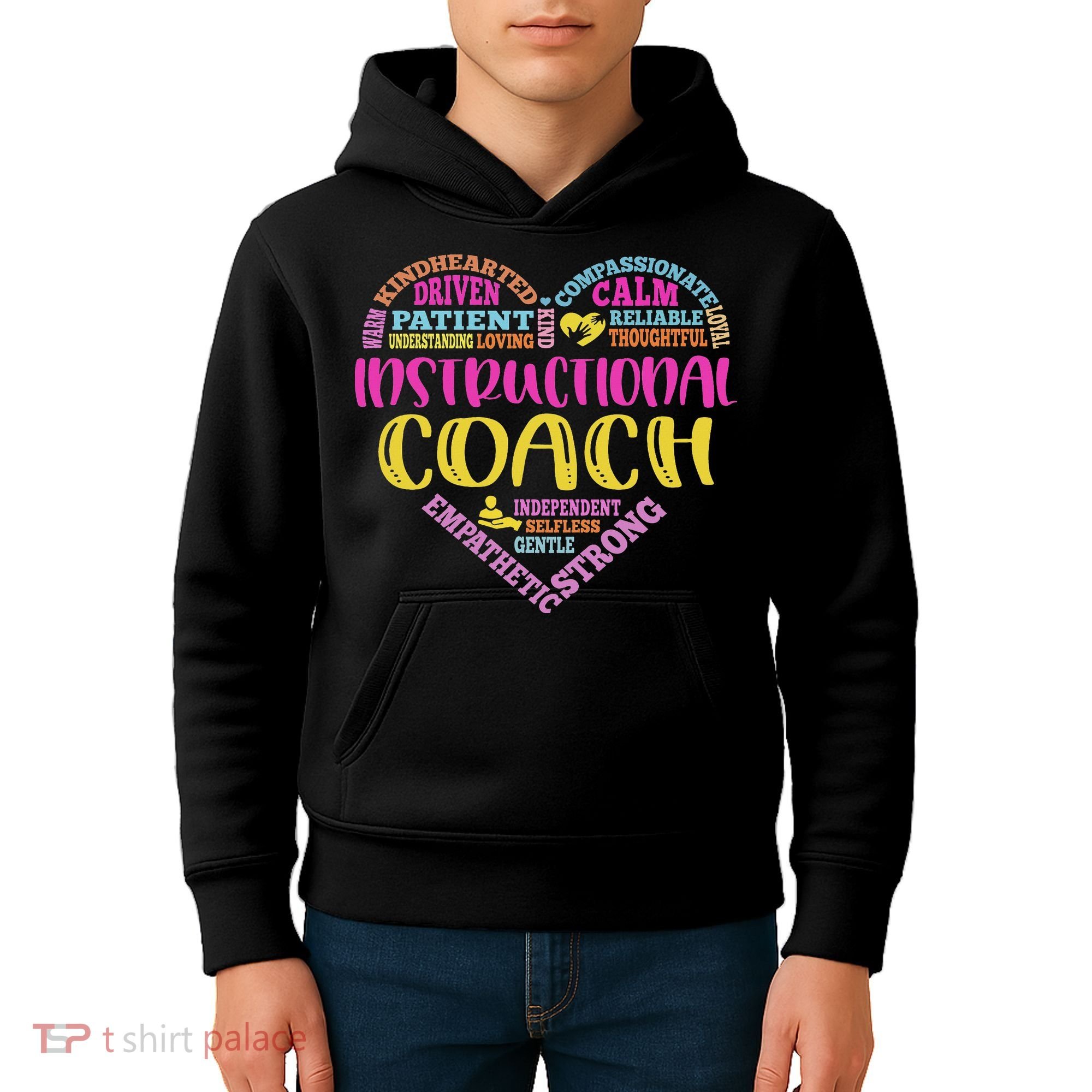 Instructional Coach Rainbow Heart Instructional Coach Gifts Kids Hoodie