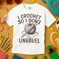 I Crochet So I Don’t Unravel Crochet Kids T-Shirt thumb 3