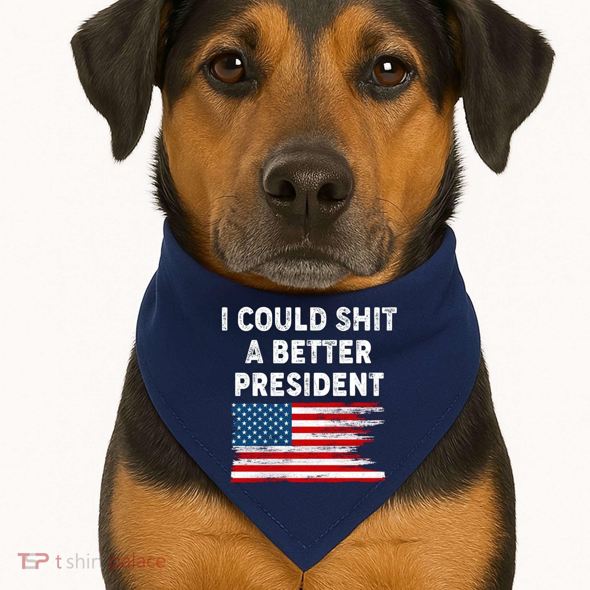 I Could Shit A Better President Distressed USA American Flag USA-Made Doggie Bandana
