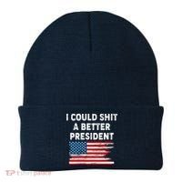 I Could Shit A Better President Distressed USA American Flag Beanie thumb 0