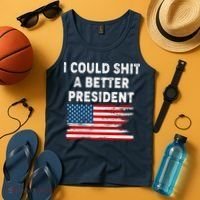 I Could Shit A Better President Distressed USA American Flag Tank Top thumb 4