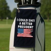 I Could Shit A Better President Distressed USA American Flag Golf Towel thumb 2