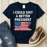 I Could Shit A Better President Distressed USA American Flag Women's T-Shirt thumb 3