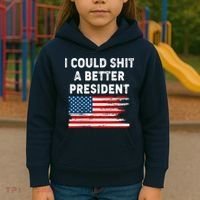 I Could Shit A Better President Distressed USA American Flag Kids Hoodie thumb 3