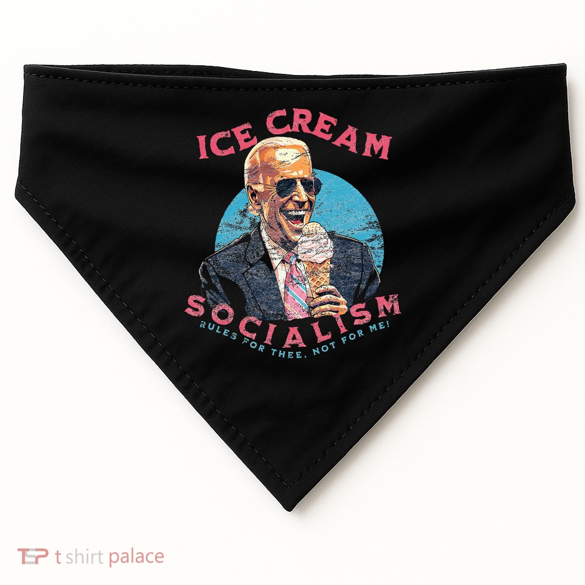 Ice Cream Socialism Rules for Thee Not for Me Joe Biden USA-Made Doggie Bandana