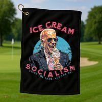 Ice Cream Socialism Rules for Thee Not for Me Joe Biden Golf Towel thumb 1