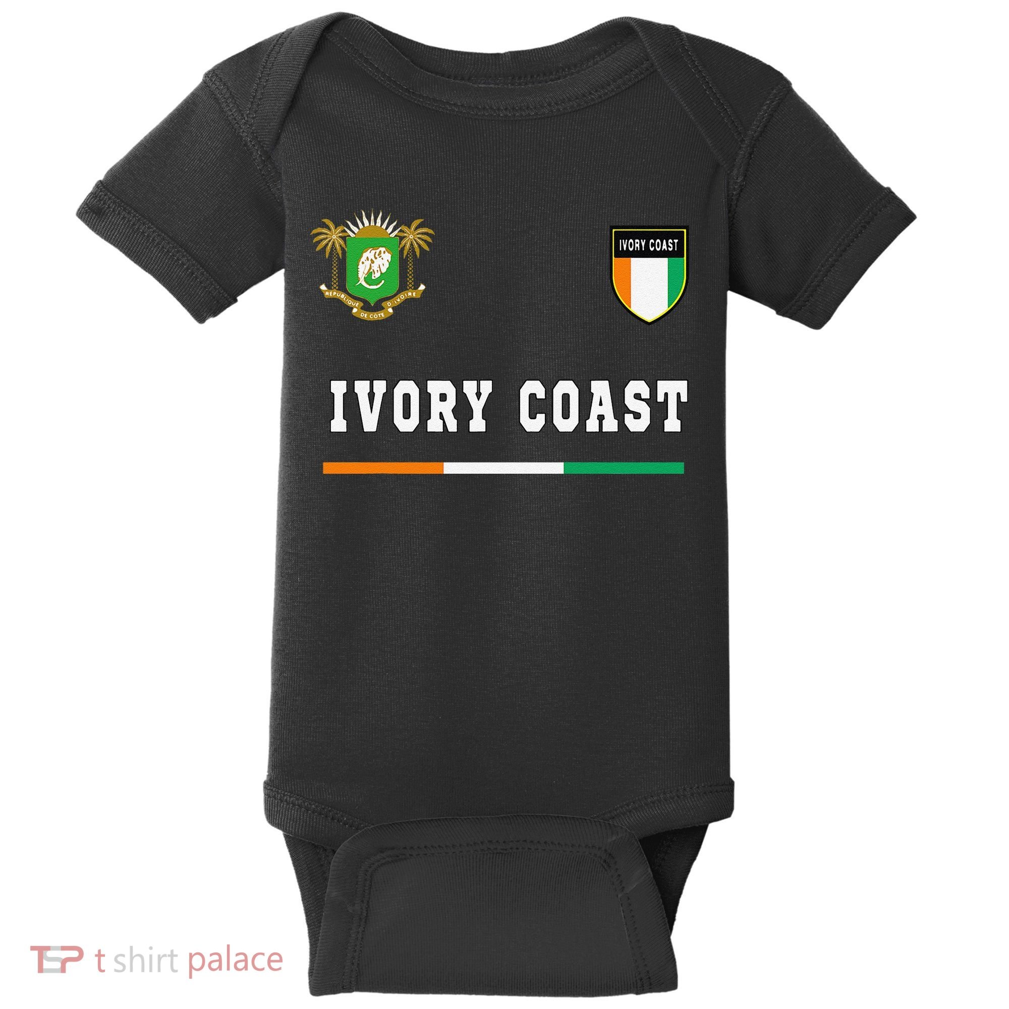 Ivory Coast Sportsoccer Jersey Flag Football Baby Bodysuit
